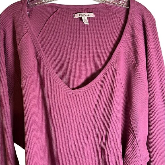 Nwt Free People "Santa Clara" Women's Thermal Top Mulberry Size M - Picture 3 of 11